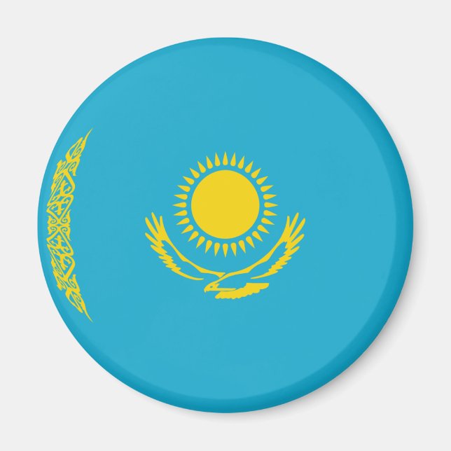 Kazakstan Fisheye Flagga Magnet (Framsidan)