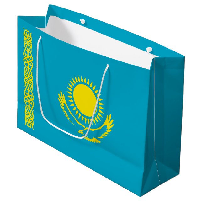 Kazakstan Flagga (Framsidan Vinklad)