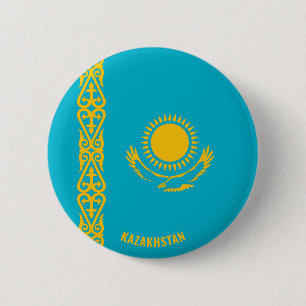 Kazakstan Flagga Charming Patriotic Knapp