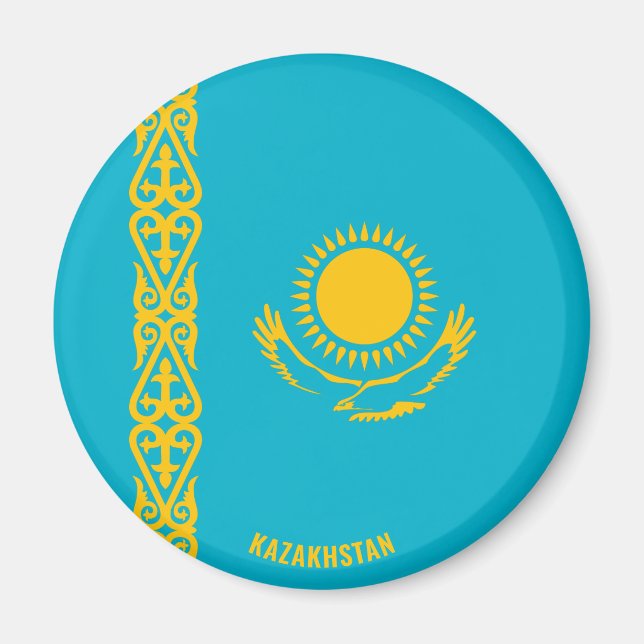Kazakstan Flagga Charming Patriotic Magnet (Framsidan)