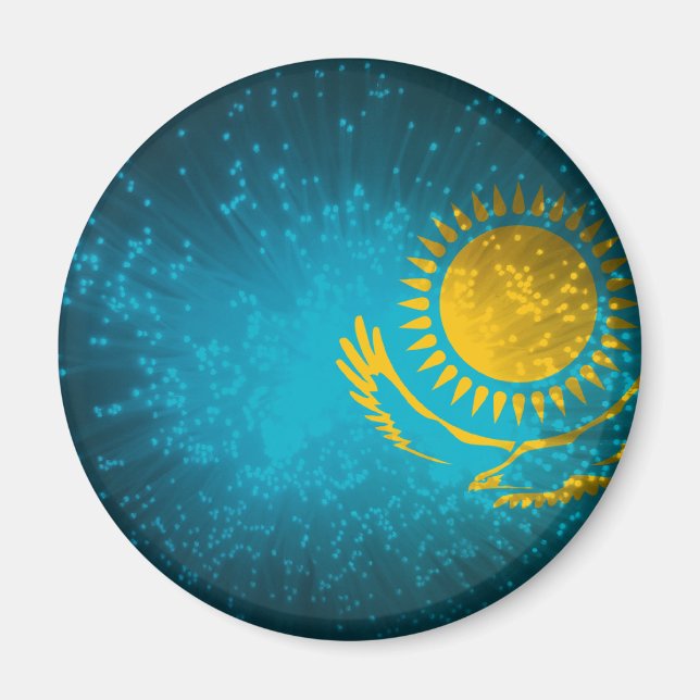 Kazakstan Flagga Fireworks Magnet (Framsidan)