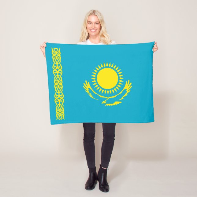 Kazakstan Flagga Fleecefilt (På plats)