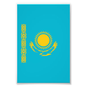 Kazakstan flagga fototryck