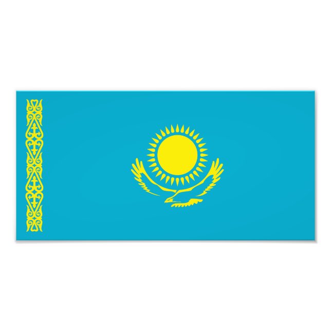 Kazakstan Flagga Fototryck (Framsidan)