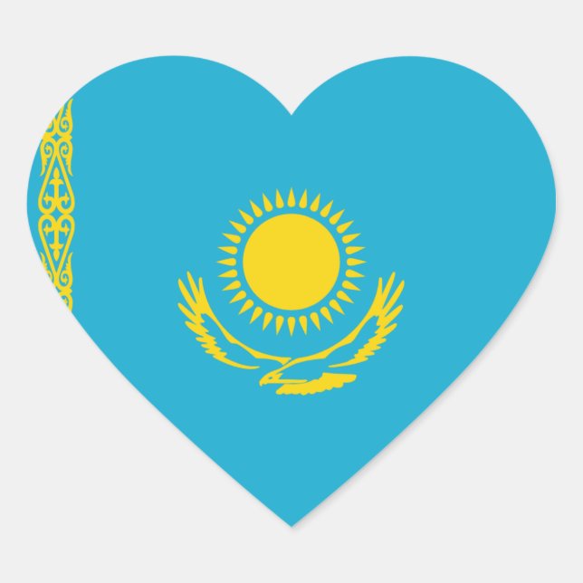 Kazakstan Flagga Hjärta Klistermärke (Framsida)
