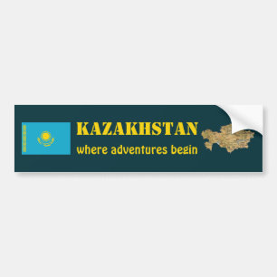 Kazakstan Flagga + Kart Dekal