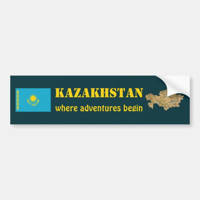 Kazakstan Flagga + Kart Dekal (Framsidan)