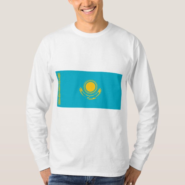 Kazakstan Flagga (Kazakstan) T Shirt (Framsida)