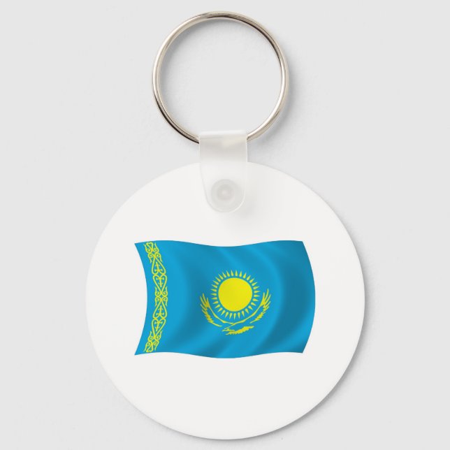 Kazakstan Flagga Keychain Nyckelring (Framsida)