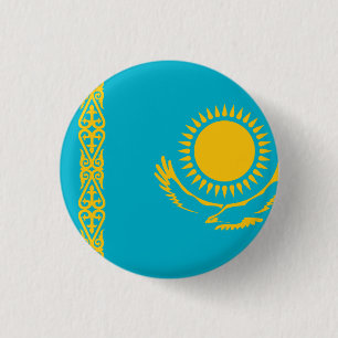 Kazakstan Flagga Knapp