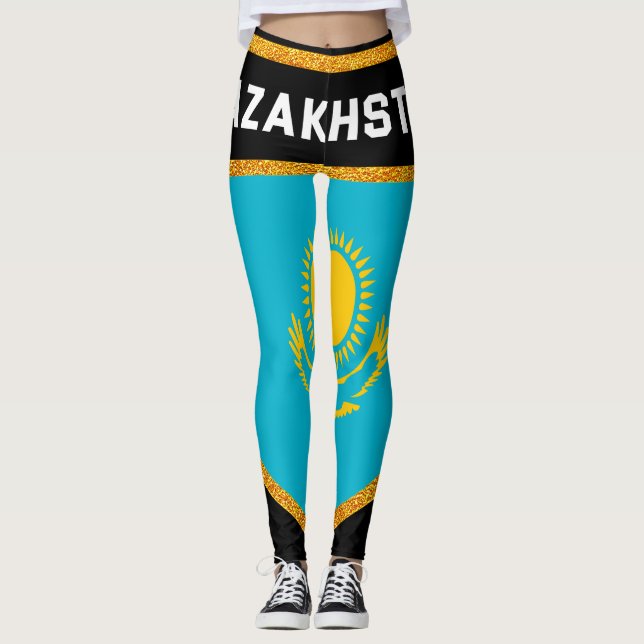 Kazakstan Flagga Leggings (Framsida)