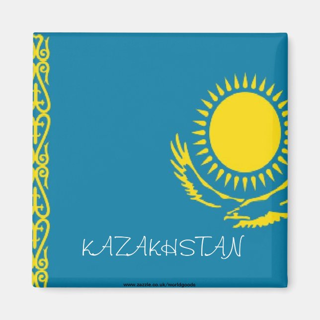 Kazakstan flagga magnet (Framsidan)