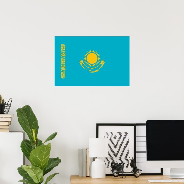 Kazakstan flagga poster (Hemmakontoret)