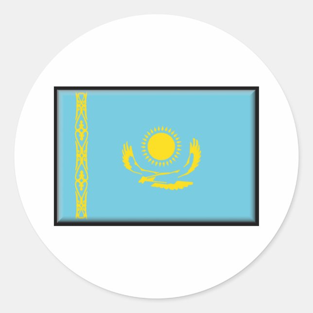 Kazakstan Flagga Runt Klistermärke (Framsida)