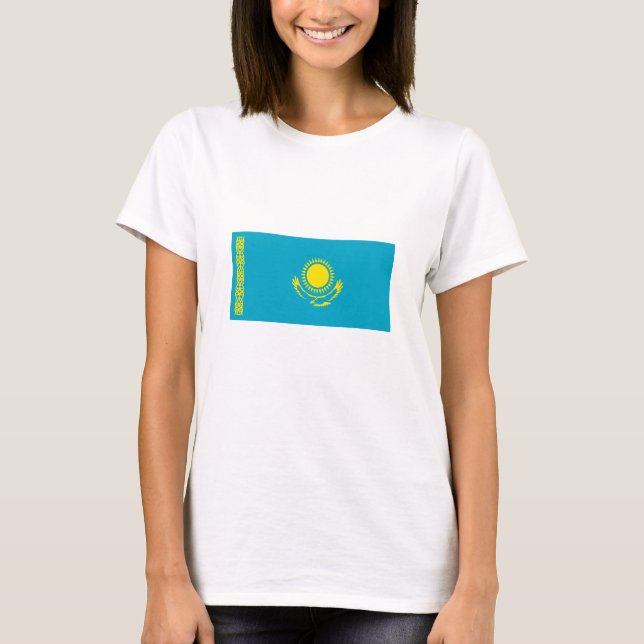 Kazakstan Flagga T Shirt (Framsida)
