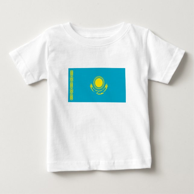 Kazakstan Flagga T Shirt (Framsida)