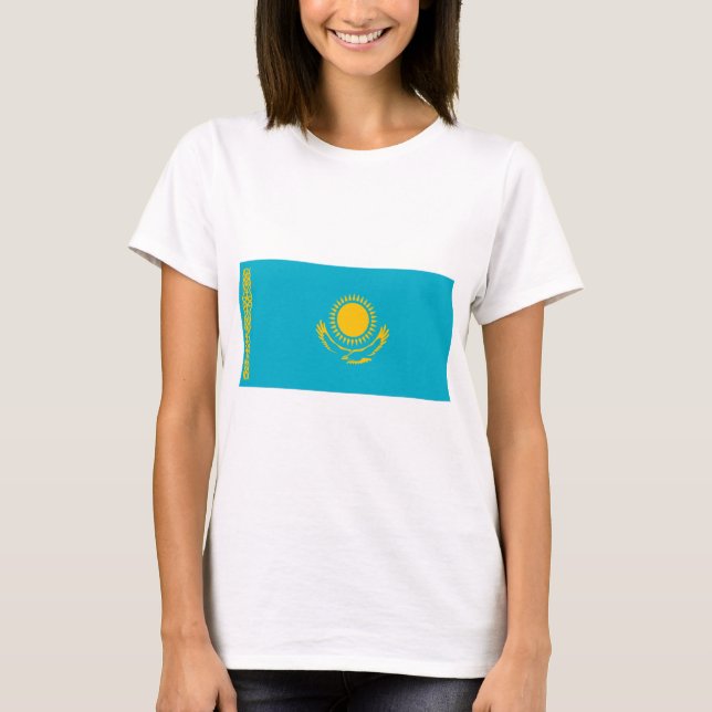 Kazakstan Flagga T Shirt (Framsida)