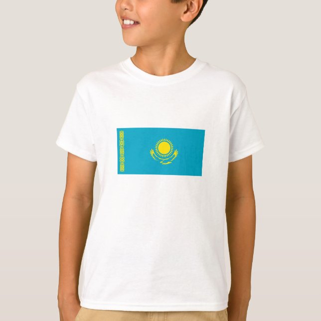 Kazakstan Flagga T Shirt (Framsida)