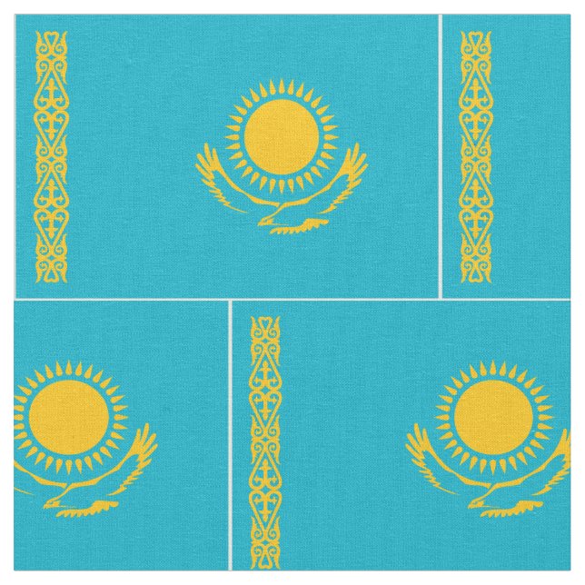 Kazakstan Flagga Tyg (Närbild)