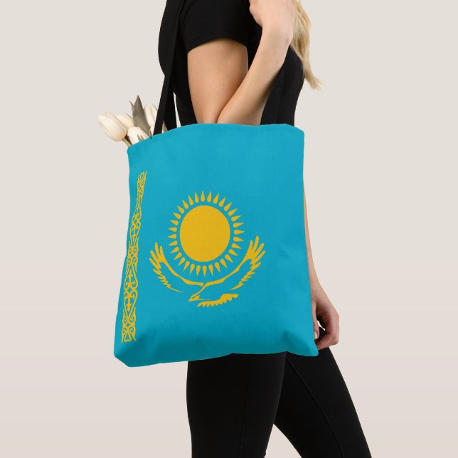 Kazakstan flagga tygkasse (Närbild)