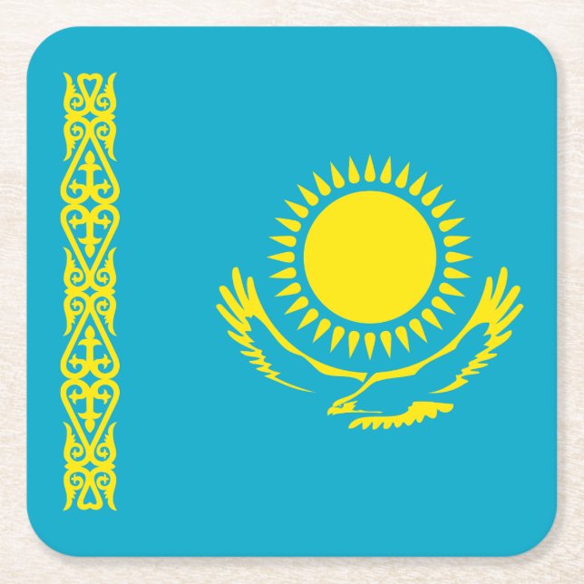 Kazakstan Flagga Underlägg Papper Kvadrat (Framsidan)