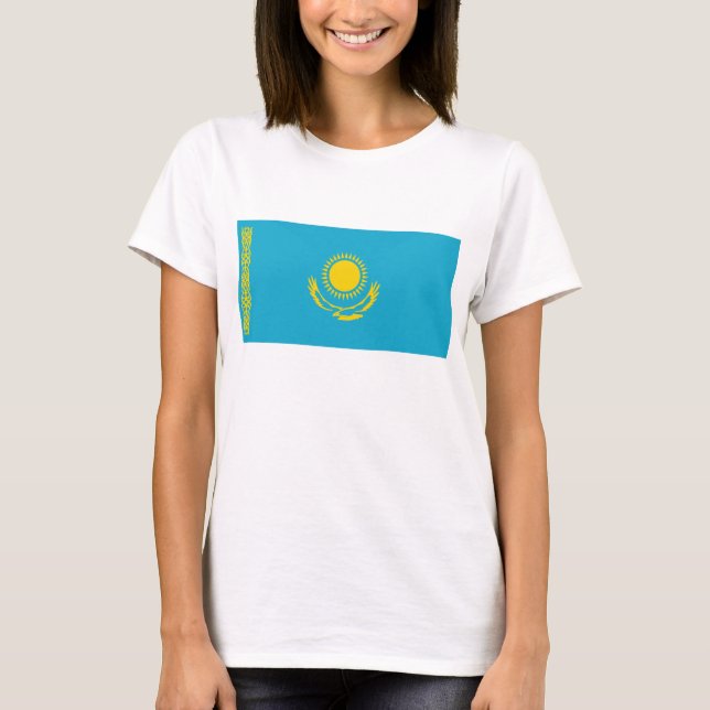 Kazakstan Flagga x Karta T-Shirt (Framsida)