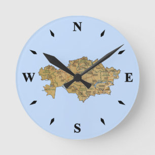 Kazakstan Karta Clock Rund Klocka