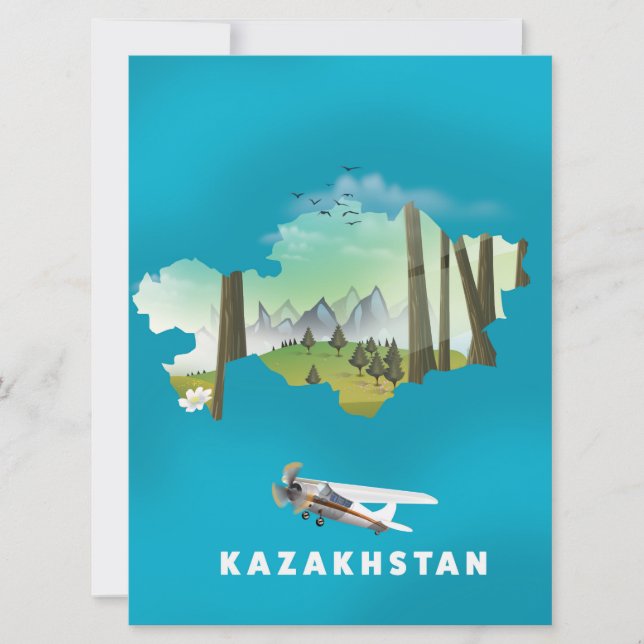 Kazakstan karta inbjudningar (Framsida)