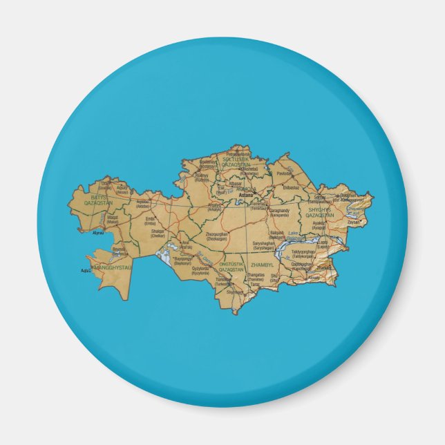 Kazakstan Karta Magnet (Framsidan)