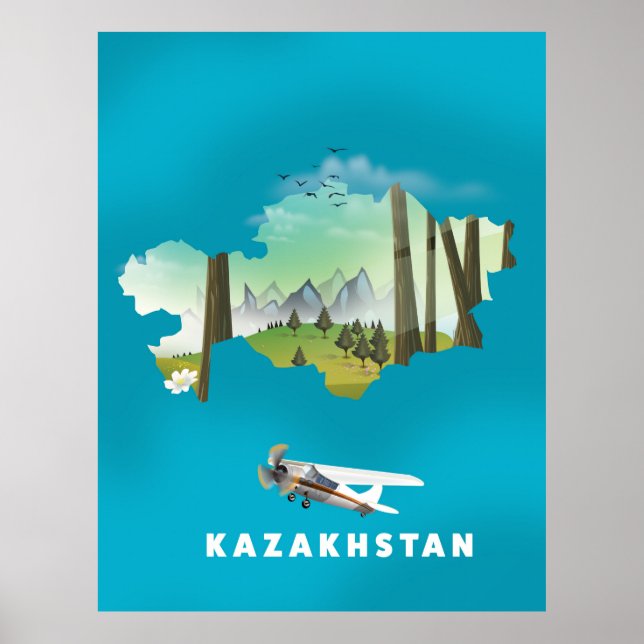 Kazakstan karta poster (Framsidan)