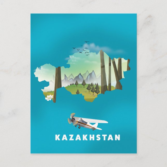 Kazakstan karta vykort (Framsida)