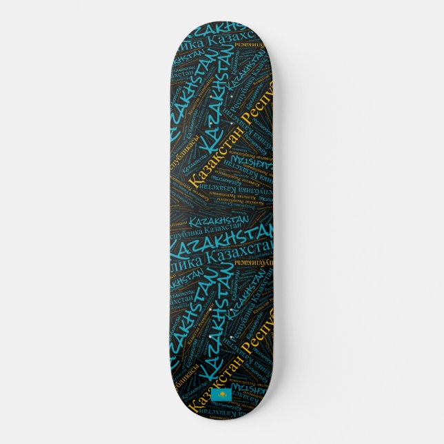 Kazakstan Nationell Stolthet Wordcloud Skateboard (Framsida)