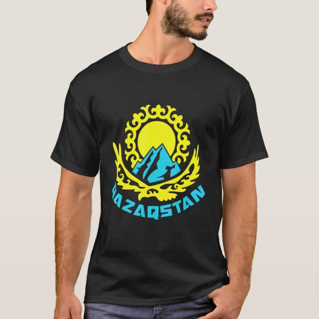 Kazakstan Qazaqstan Kazakstan flagga 14 T Shirt (Framsida)