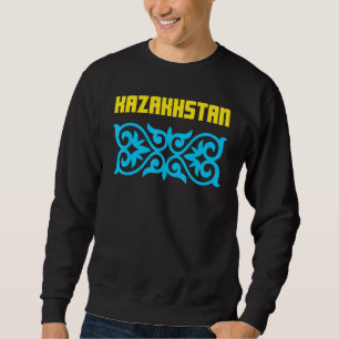 Kazakstan Qazaqstan Kazakstan flagga 16 Lång Ärmad Tröja