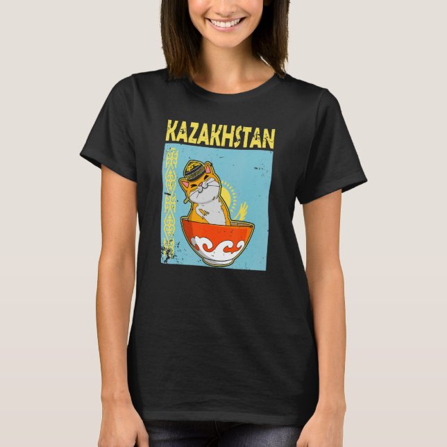 Kazakstan Qazaqstan Kazakstan flagga Jurta T Shirt (Framsida)