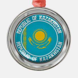 Kazakstan Round Emblem Julgransprydnad Metall