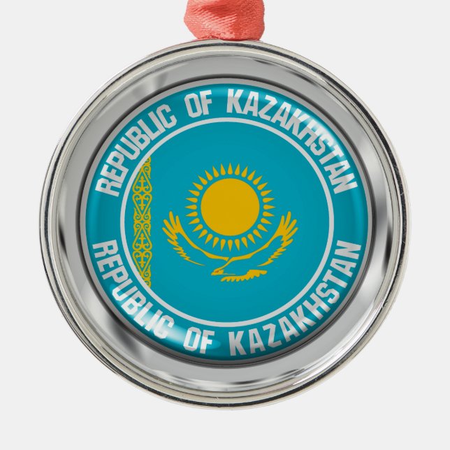 Kazakstan Round Emblem Julgransprydnad Metall (Framsidan)