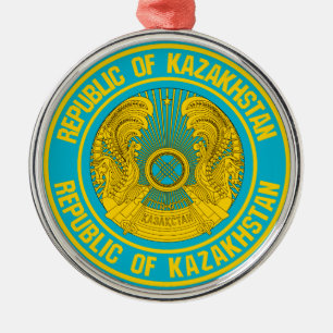 Kazakstan Round Emblem Julgransprydnad Metall