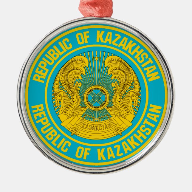 Kazakstan Round Emblem Julgransprydnad Metall (Framsidan)