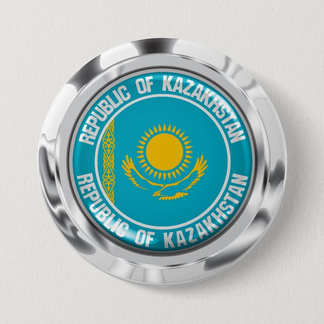 Kazakstan Round Emblem Knapp (Framsida)