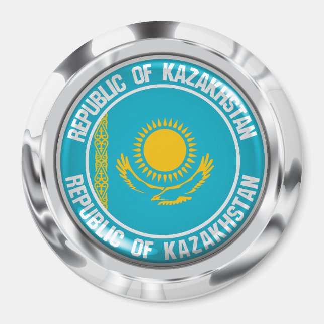 Kazakstan Round Emblem Magnet (Framsidan)