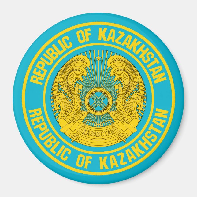 Kazakstan Round Emblem Magnet (Framsidan)
