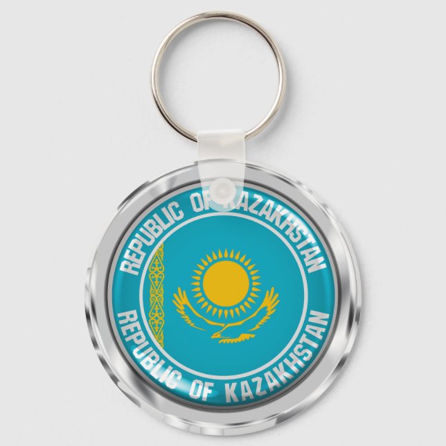 Kazakstan Round Emblem Nyckelring (Framsida)