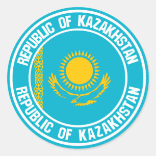 Kazakstan Round Emblem Runt Klistermärke