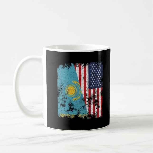 Kazakstan USA flagga - Halvamerikanskt Kaffemugg (Vänster)
