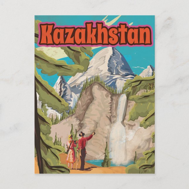 Kazakstan Vintage Resemalmanackaffisch Vykort (Framsida)