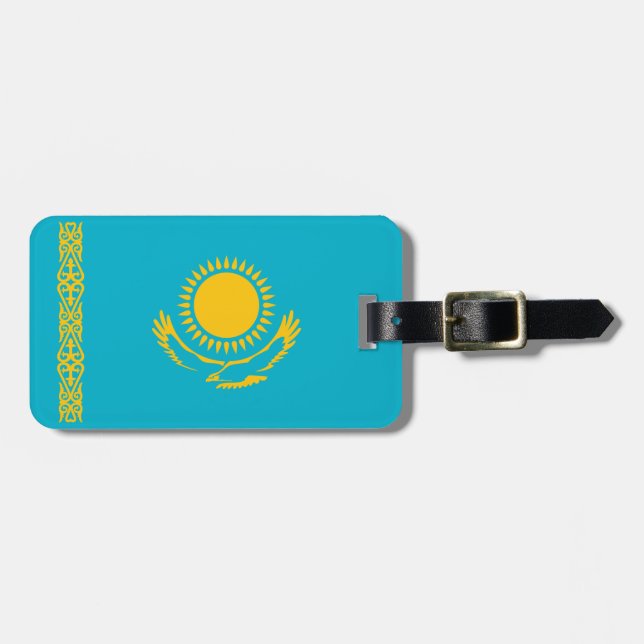 Kazakstans flagga bagagebricka (Horisontell Framsida)