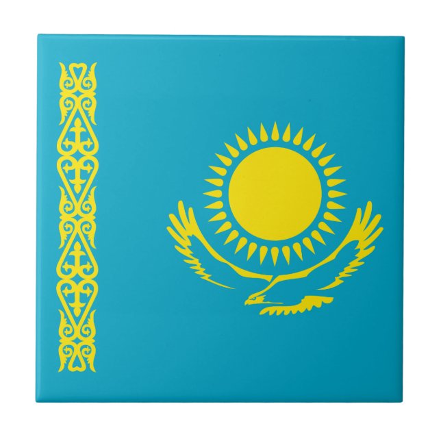 Kazakstans flagga kakelplatta (Framsidan)
