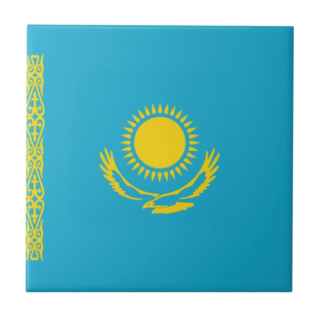Kazakstans flagga keramisk platta kakelplatta (Framsidan)