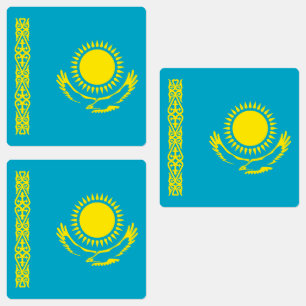 Kazakstans flagga klistermärke